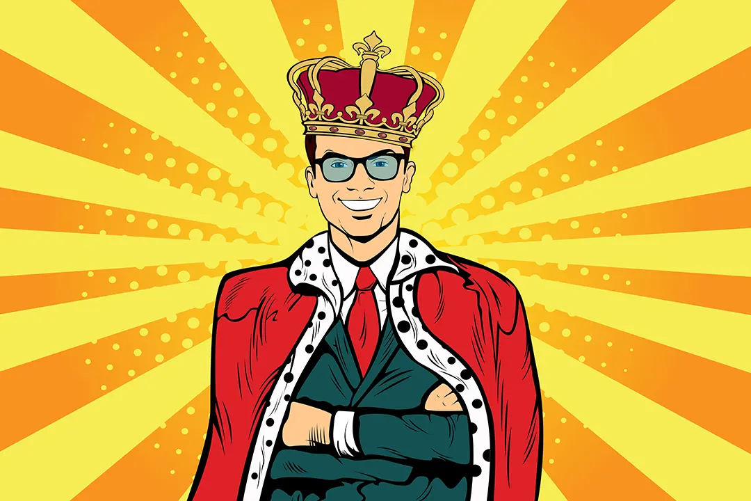 Businessman wears a king's crown