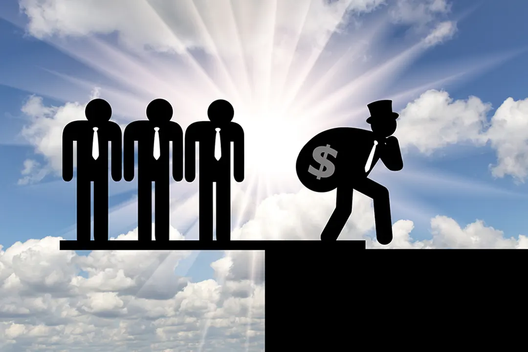 Rich man steals from poor people