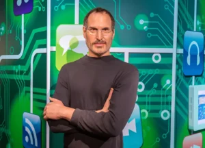 A wax sculpture of Apple founder Steve Jobs