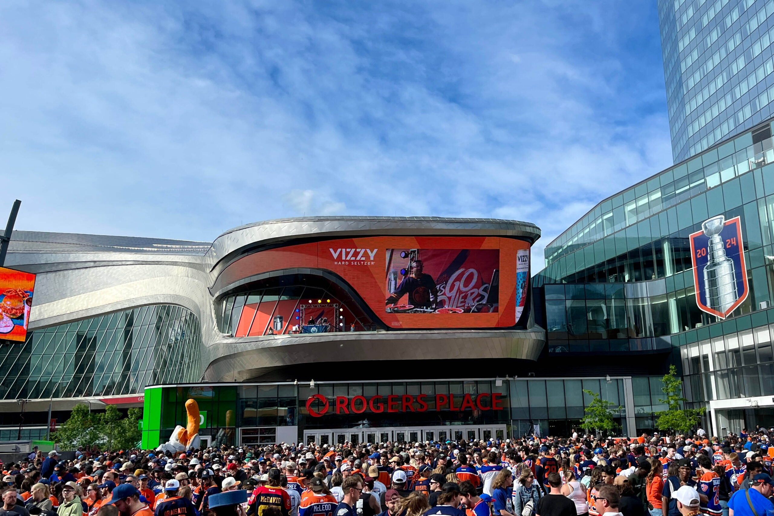 People in Edmonton, Canada watch the National Hockey League Stanley Cup Playoffs on June 15, 2024.