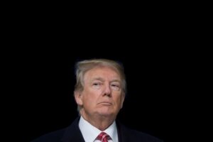 Washington, United States of America - April 17 2025 President Donald Trump face first floor view