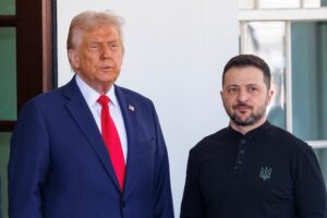 WASHINGTON – Feb. 28, 2025: President Donald Trump welcomes Ukrainian President Volodymyr Zelenskyy to the White House to sign a deal granting the US access to Ukraine's rare minerals.
