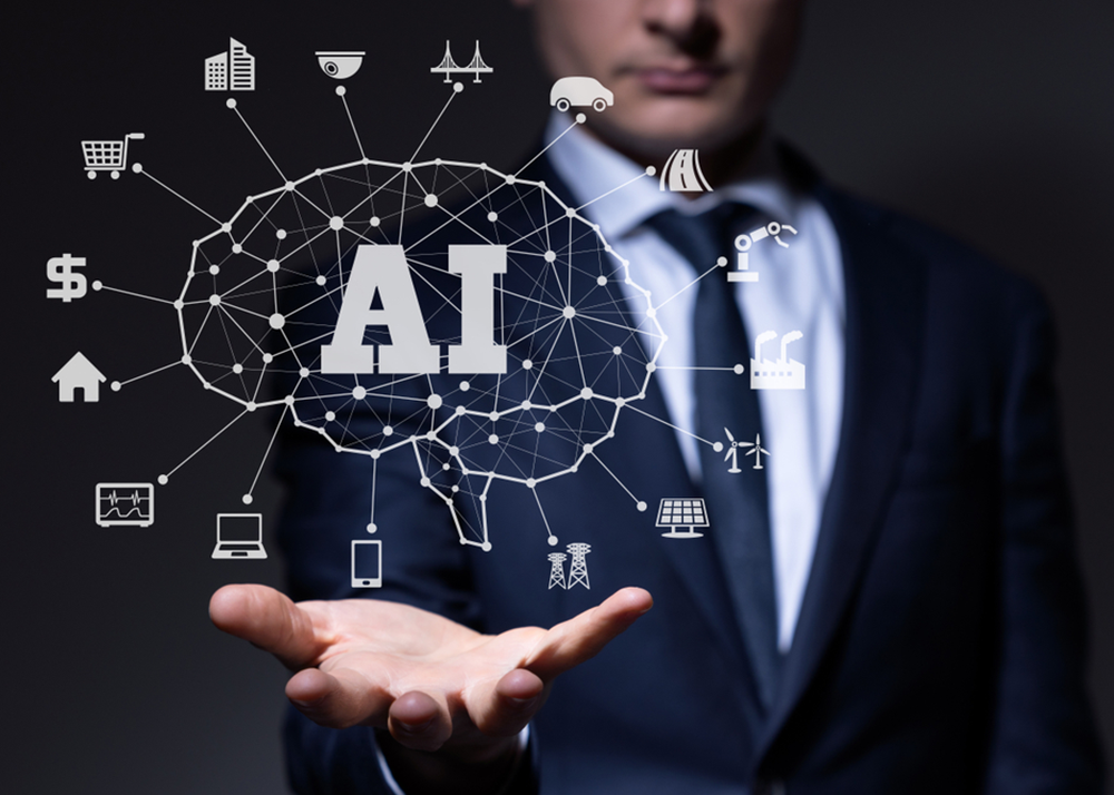 Man holding AI brain