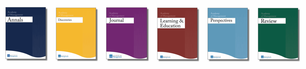 Image of all AOM journal covers in a row