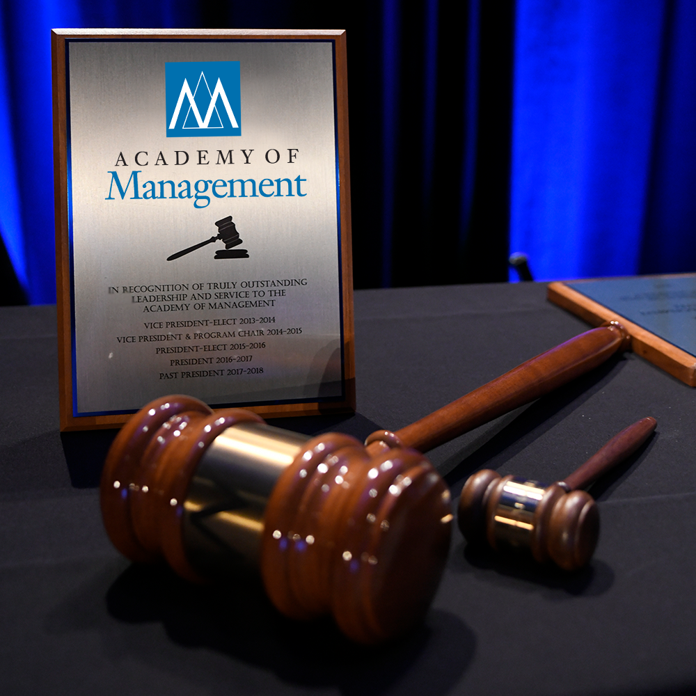 AOM award plaque and gavel